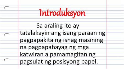 Panimula Ng Posisyong Papel Halimbawa At Paraan Ng .